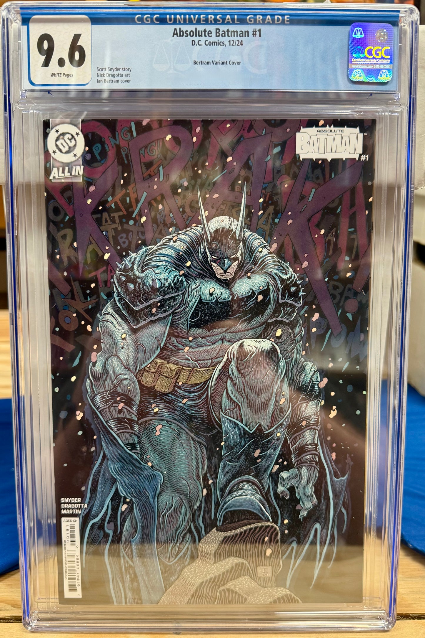 CGC 9.6 Absolute Batman #1 Cover F 1 in 25 Ian Bertram Card Stock Variant