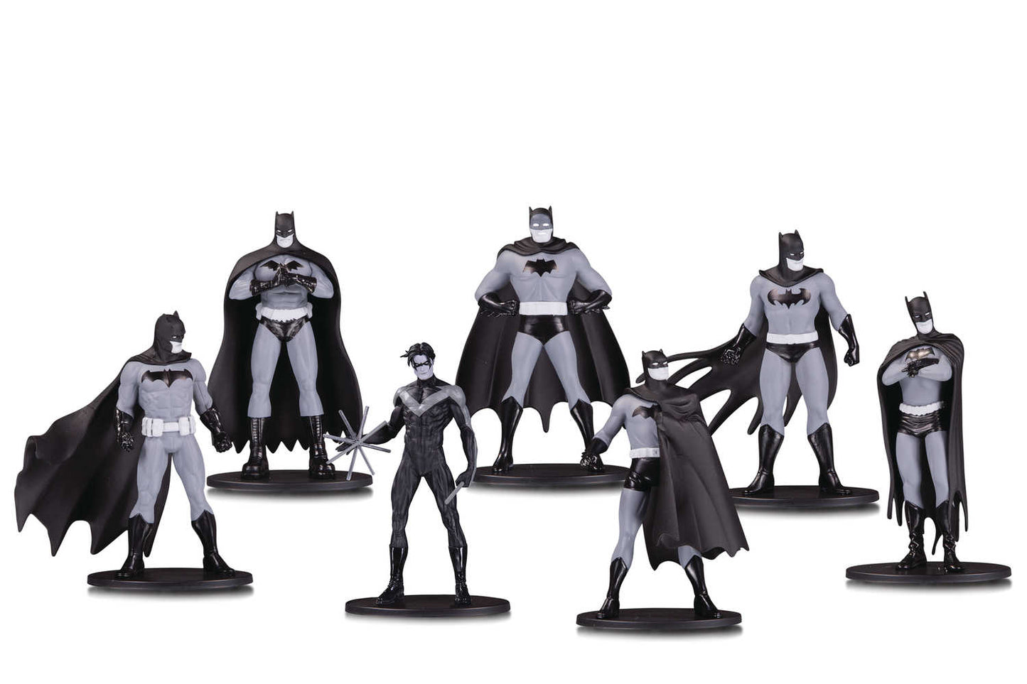 Batman Black & White Mini PVC Figure 7 Pack Set One