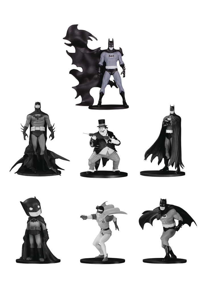 Batman Black & White Mini PVC Figure 7 Pack Set 4