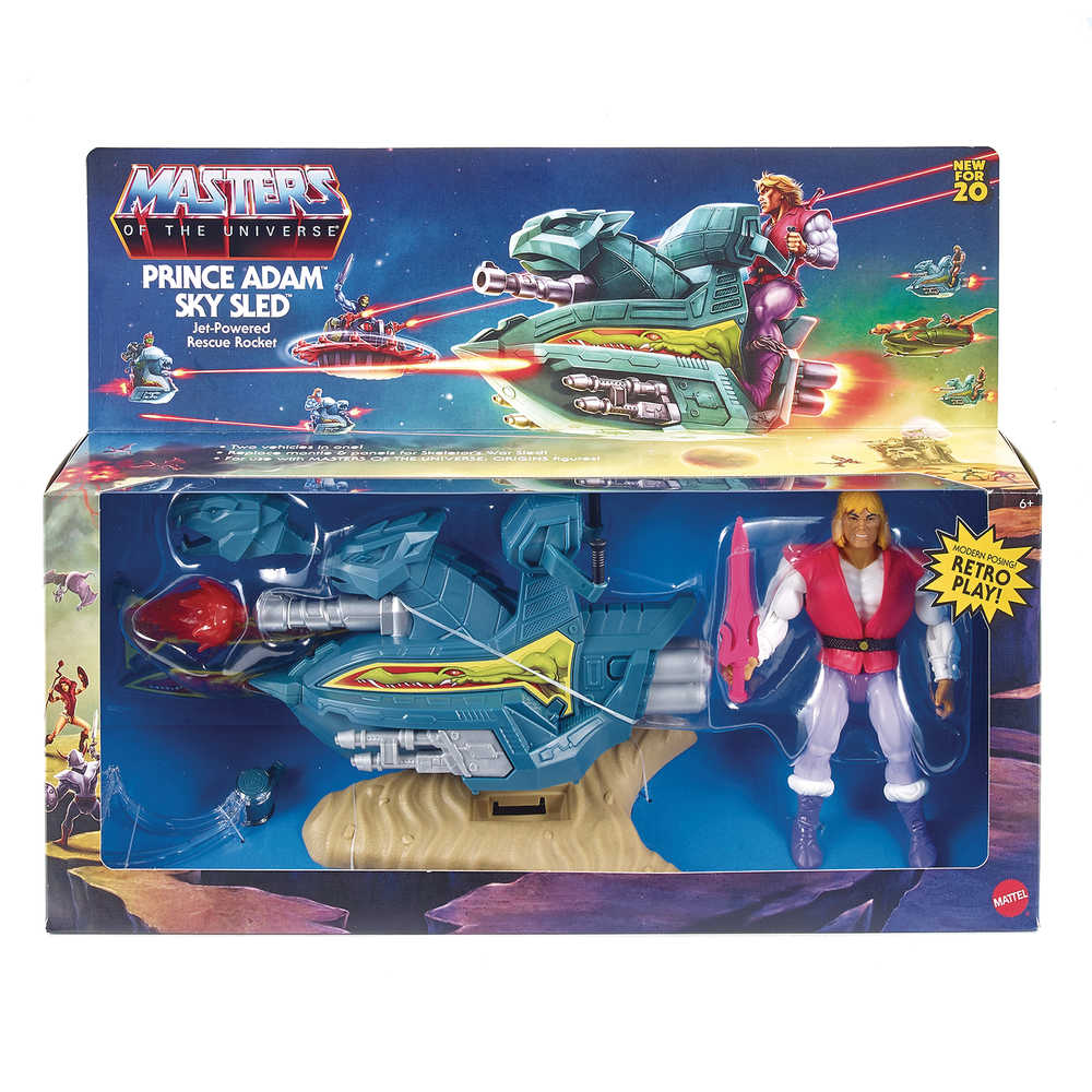 Masters of the Universe Origins Prince Adam Action Figure & Sky Sled Case