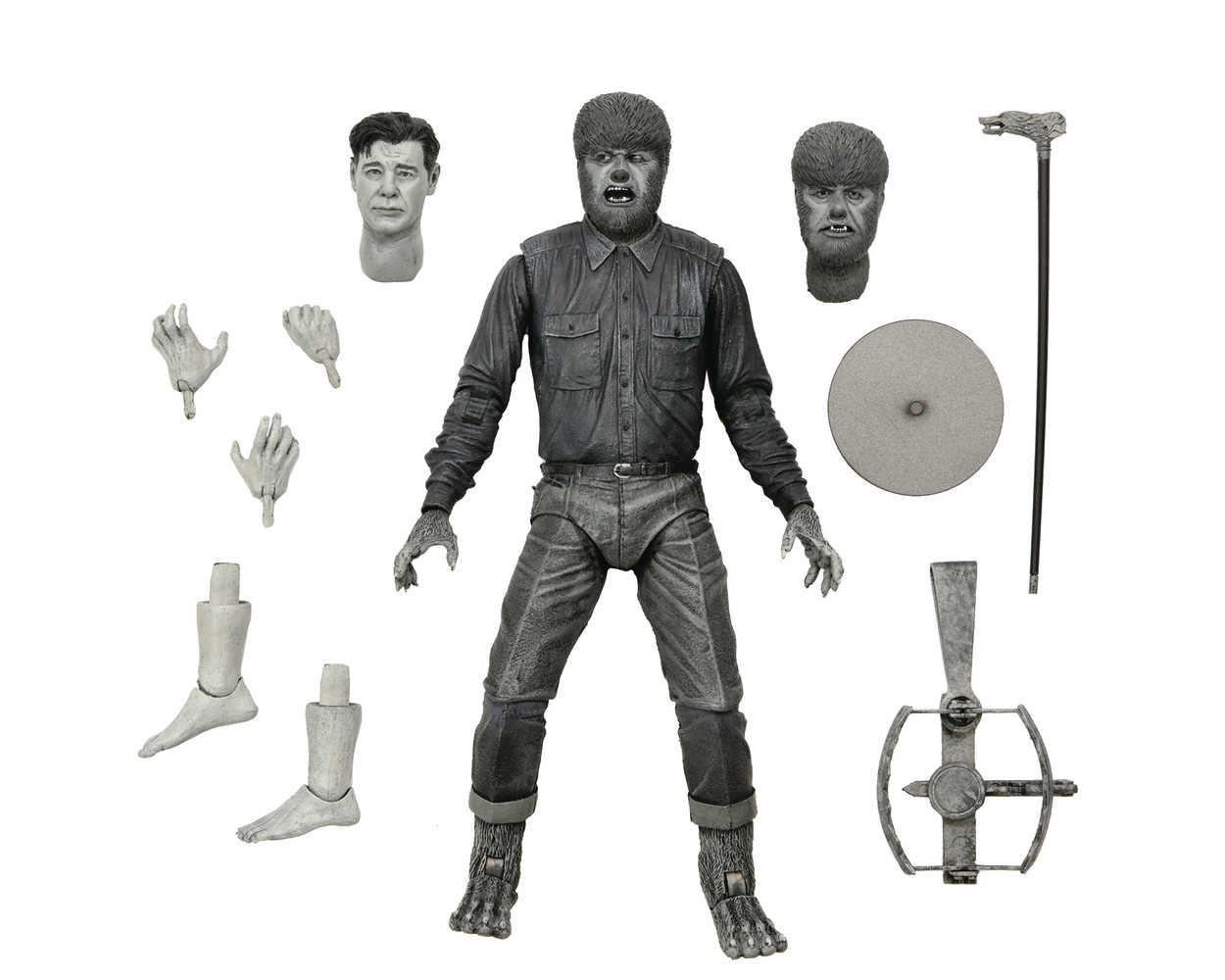 Universal Monsters Ultimate Wolf Man Black & White 7in Action Figure