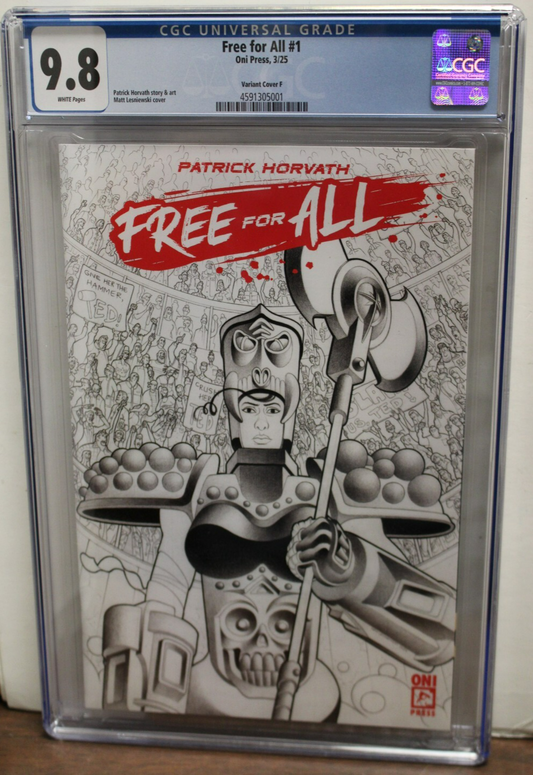 FREE FOR ALL #1 (2025) CGC 9.8 1:10, Ted Brooks, Patrick Horvath Matt Lesniewski