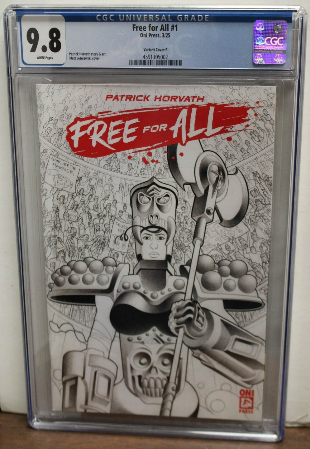 FREE FOR ALL #1 (2025) CGC 9.8 1:10, Ted Brooks, Patrick Horvath Matt Lesniewski