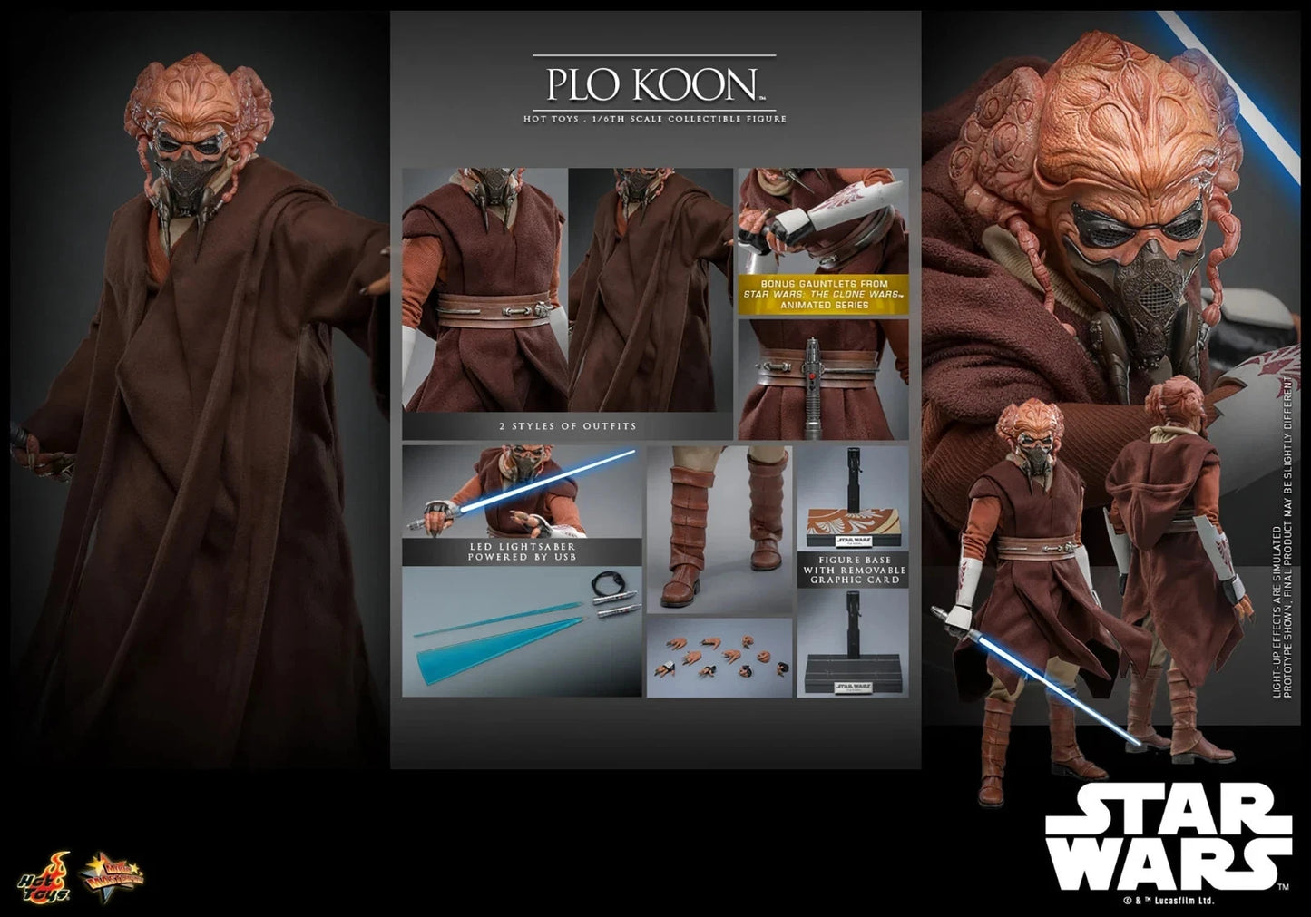 PLO KOON STAR WARS CLONE WARS HOT TOYS MMS785 SEALED