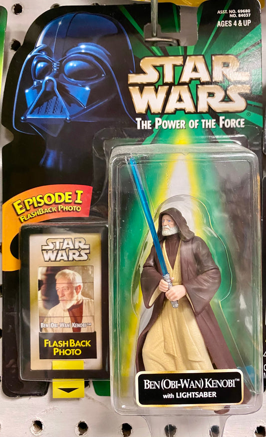Star Wars: Power of the Force: Obi Wan Kenobi w/ Flashback Photo & Lightsaber